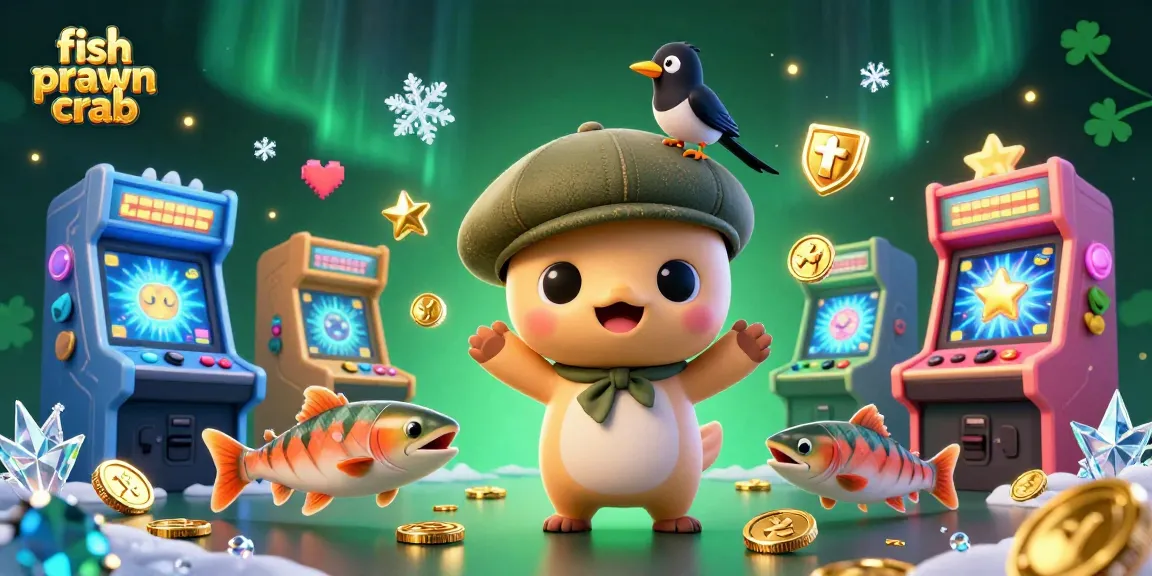 Fish prawn crab players enjoying vibrant casino action with 3D cartoon characters and gaming elements.