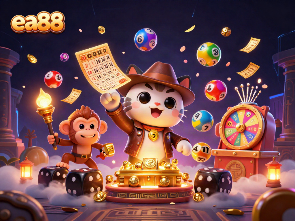 ea88 gamblers find treasures in a vibrant casino-themed adventure environment
