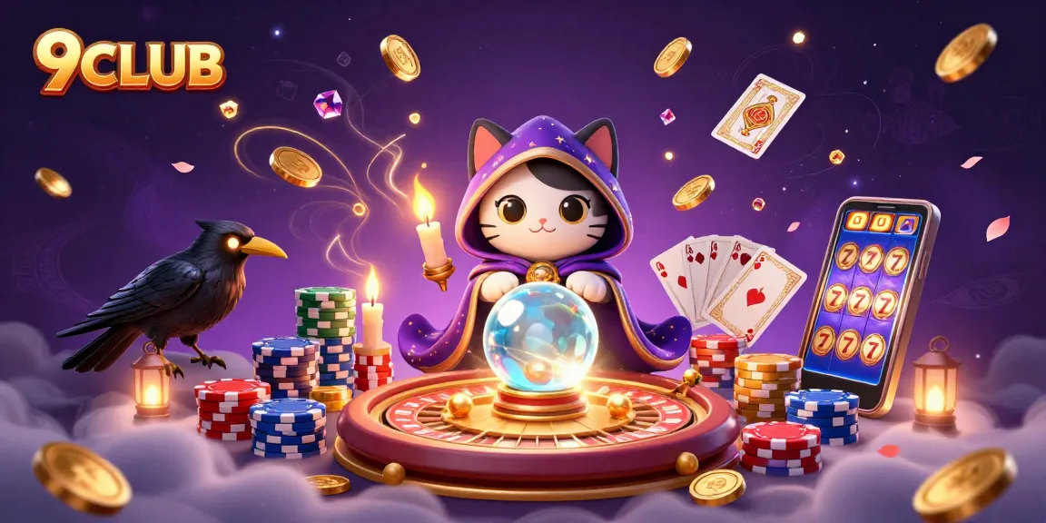 Experience 9CLUB's vibrant gambling world with mystic characters and exciting game elements.
