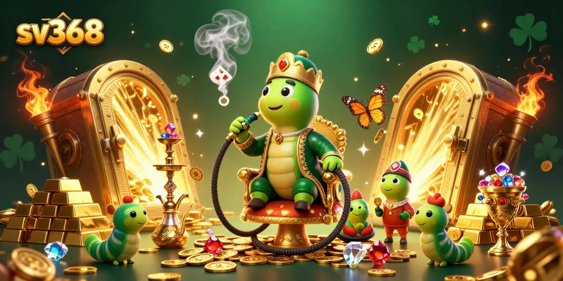 Unwind with sv368’s casino excitement, featuring a hookah-master caterpillar in a vibrant 3D illustration.