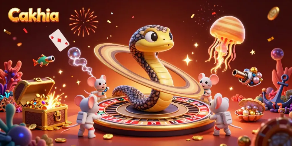 Cakhia enhances betting excitement with a vibrant casino-themed cosmic scene.