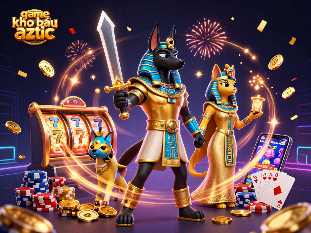 Experience the excitement of game kho báu aztec with dynamic visuals of ancient warriors and vibrant casino elements.
