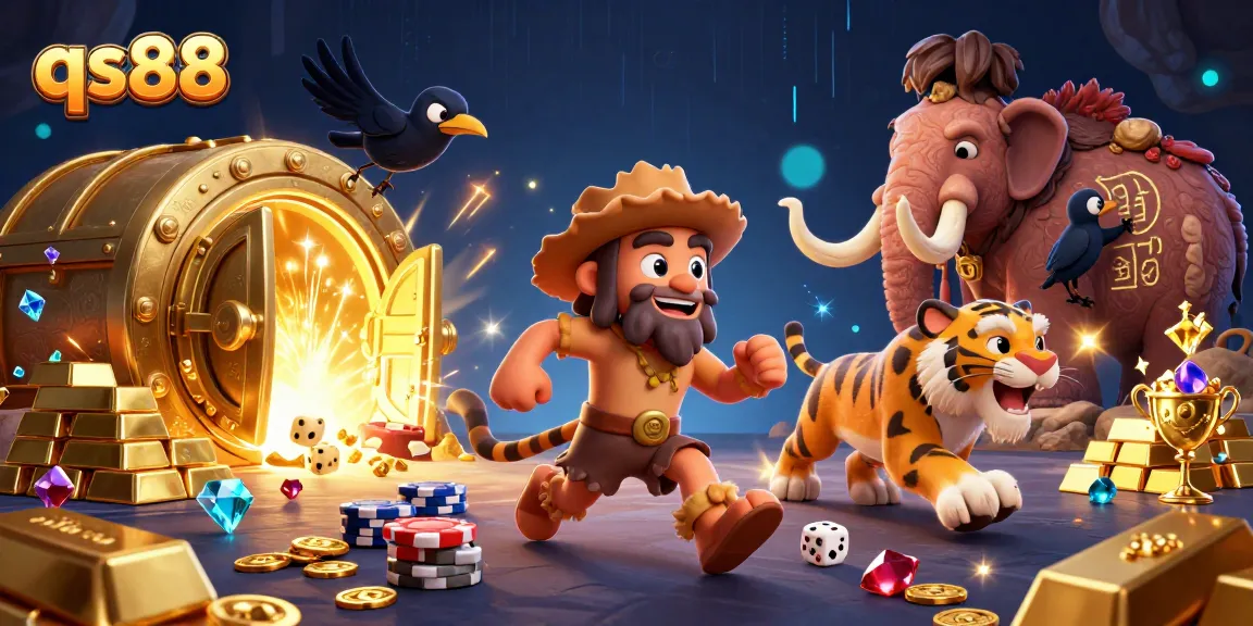 Experience the thrilling qs88 casino adventure with prehistorical characters and vibrant treasures.