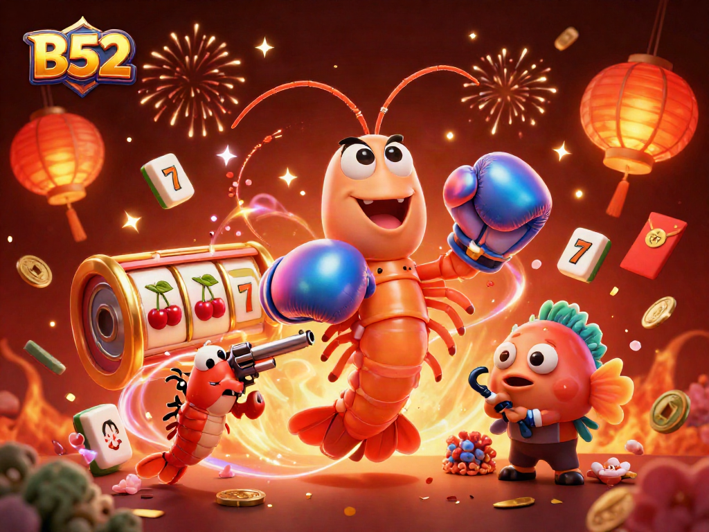 B52 online casino game scene with vibrant characters and dynamic slot elements showcasing excitement