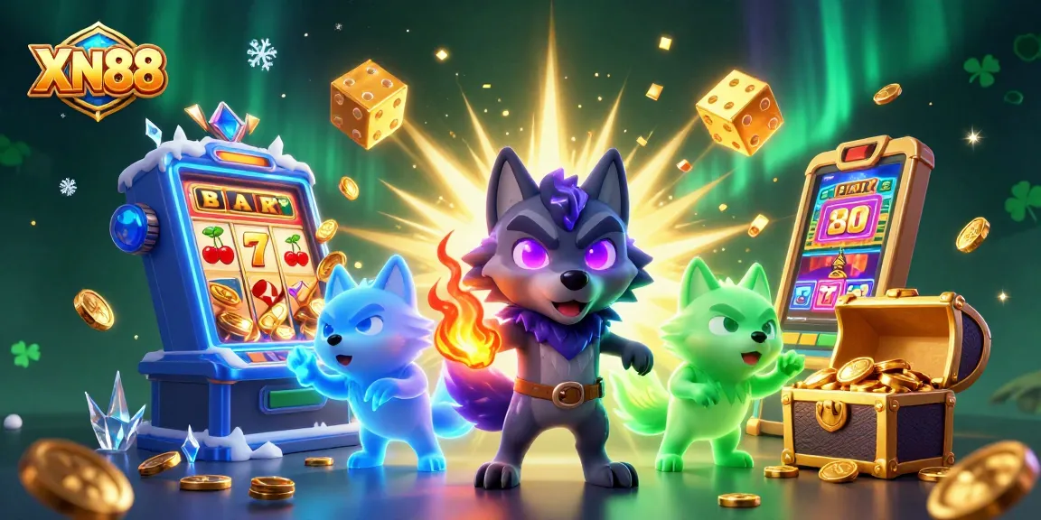 Experience the thrill of XN88 with a dazzling 3D casino scene featuring vibrant gaming elements and ghostly characters.