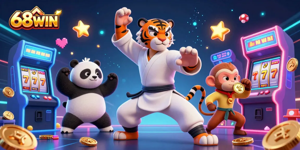 Experience thrilling wins with 68WIN in a vibrant online casino scene packed with game elements.