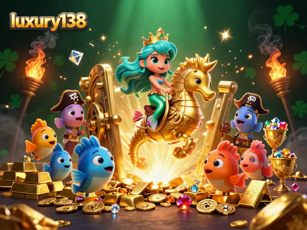 Experience thrilling gameplay at luxury138 with a magical mermaid scene full of treasures and colorful fish.