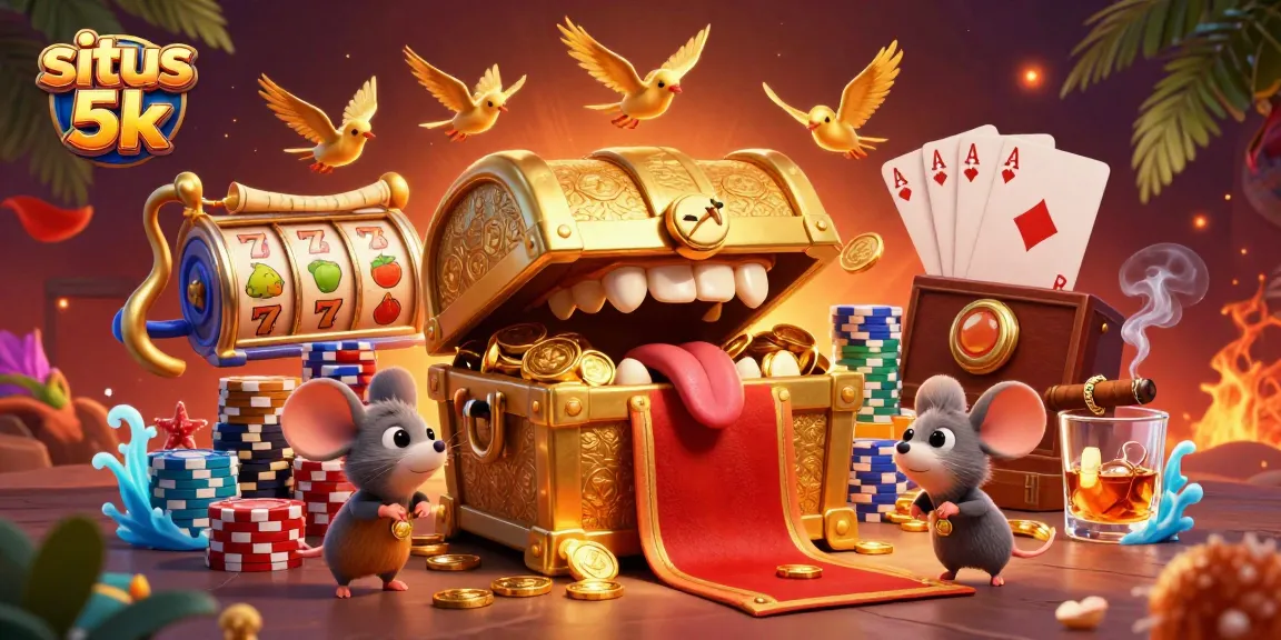 Experience progressive jackpots and casino excitement with situs 5k's vibrant 3D illustration.