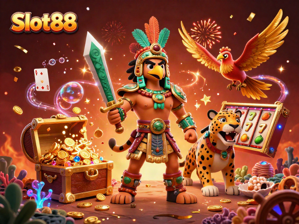 Experience the excitement of Slot88 with vibrant characters and dynamic gaming elements in 3D.