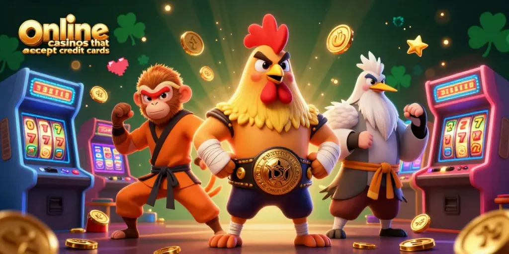 Engage at online casinos that accept credit cards, featuring vibrant 3D characters and dynamic gaming elements.