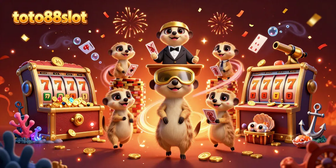 Experience thrilling wins at toto88slot with animated meerkats in an engaging casino scene.