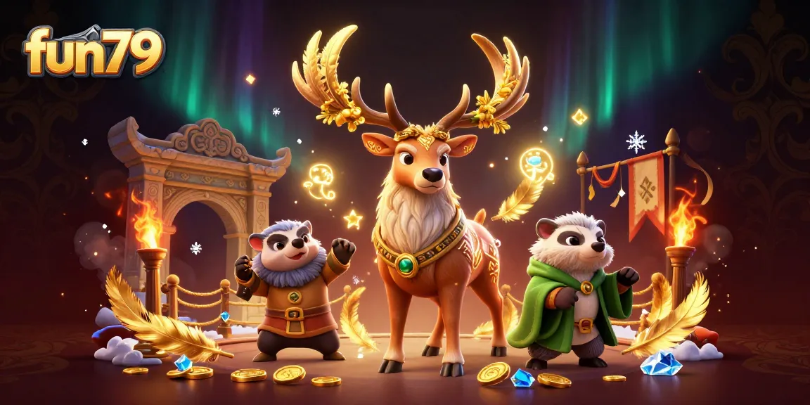 Win big at fun79 with vibrant gaming characters and dynamic casino elements in this illustration.