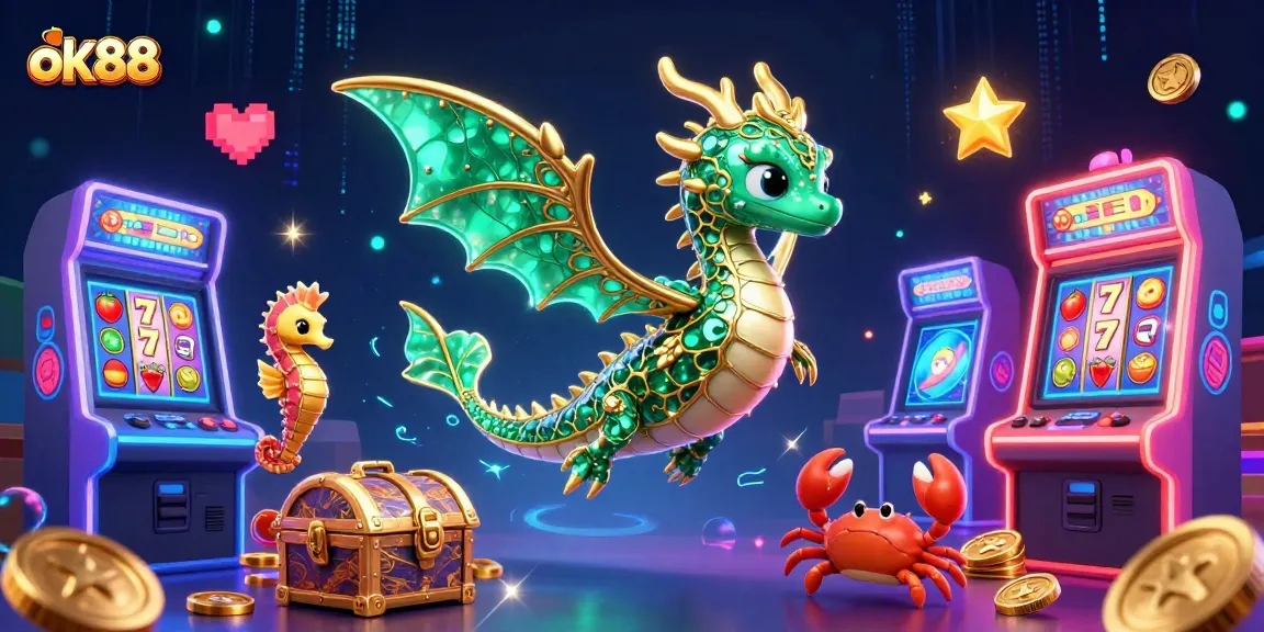 Experience thrilling gaming at ok88 with vibrant slot machines and exciting illustrations.