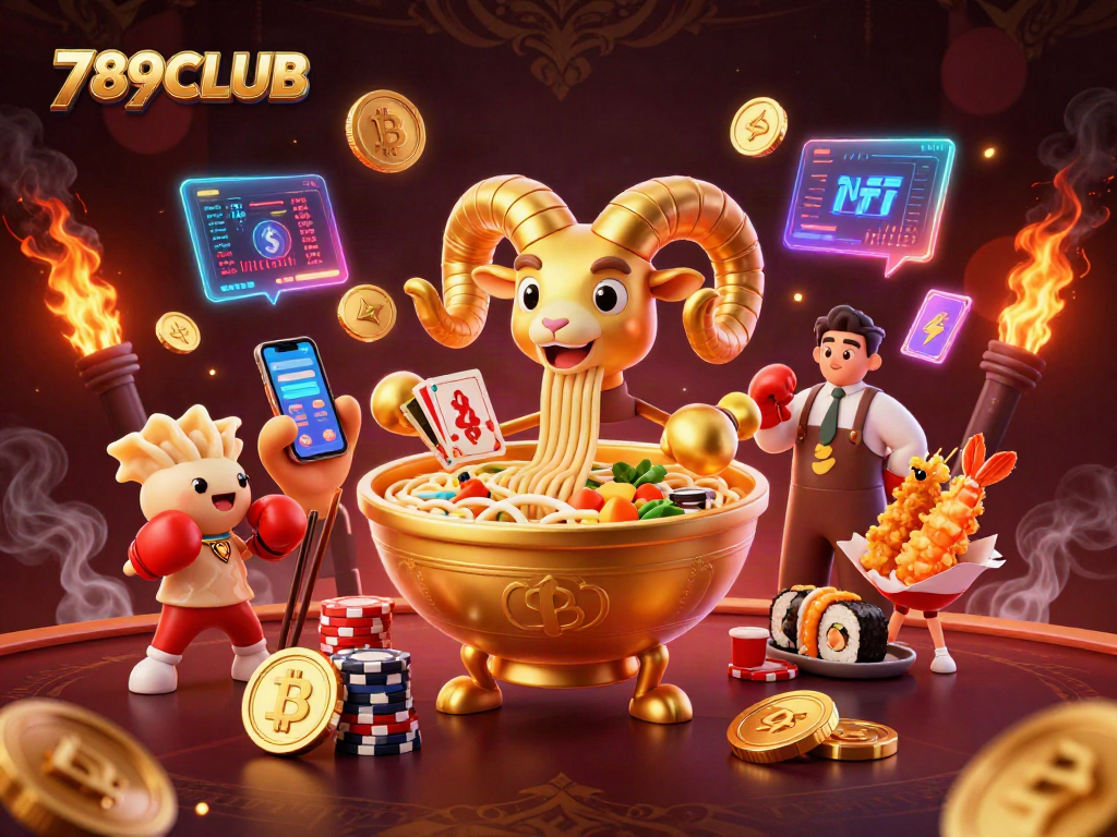 Engage in thrilling gameplay at 789CLUB, featuring a lively 3D casino scene with dynamic characters.