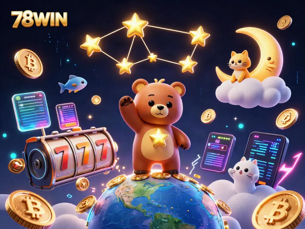 Experience thrilling gameplay at 78WIN as constellation characters gather coins for online jackpots.