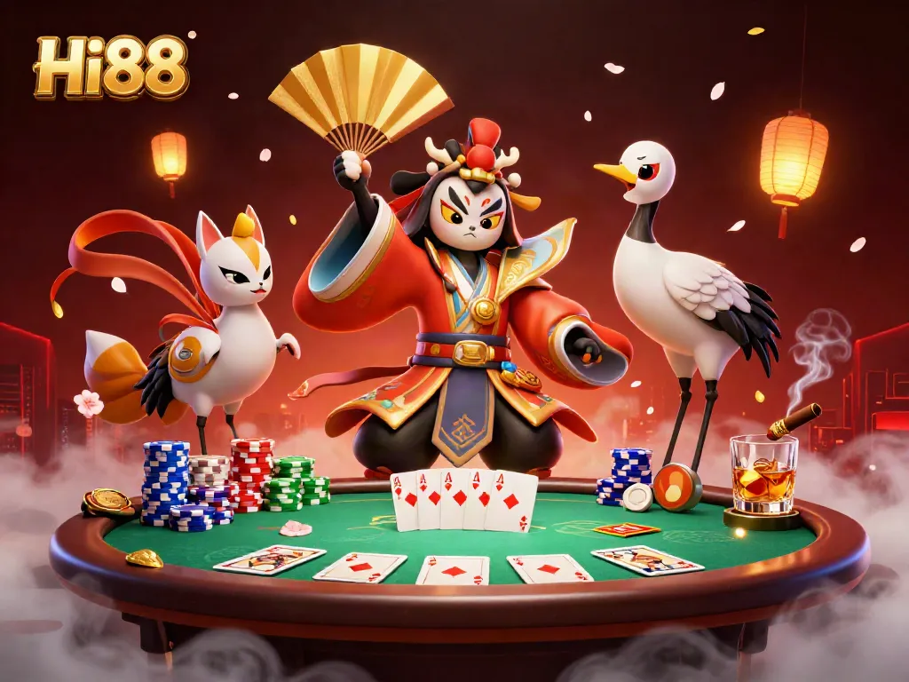 Engage in exciting poker battles with Hi88, featuring dynamic game elements and vibrant characters.