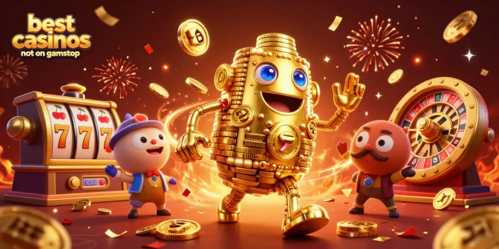 Experience the thrill of the best casinos not on gamstop with a dazzling 3D casino illustration.