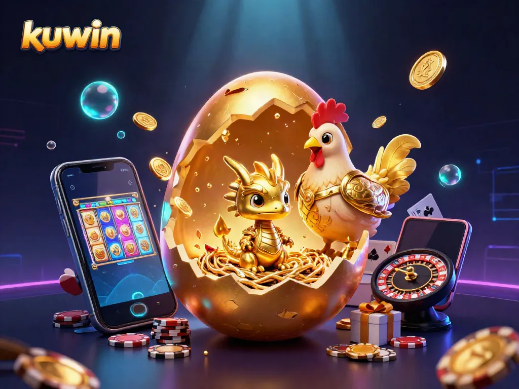 Spin the reels with kuwin's golden dragon guarding riches on poker chips and jackpot treasures.