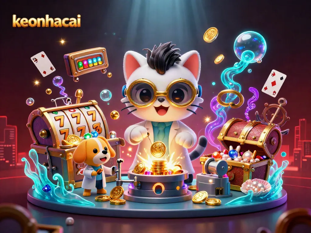 Engage with keonhacai's vibrant online casino adventure featuring dynamic 3D characters and immersive gaming elements.