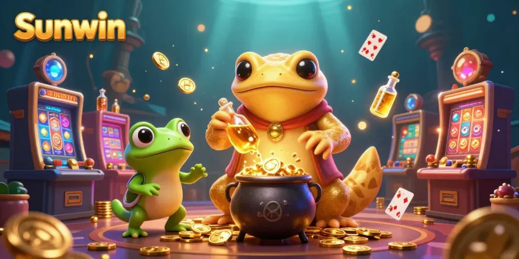 Experience Sunwin's vibrant casino adventure with dynamic characters and sparkling treasures.
