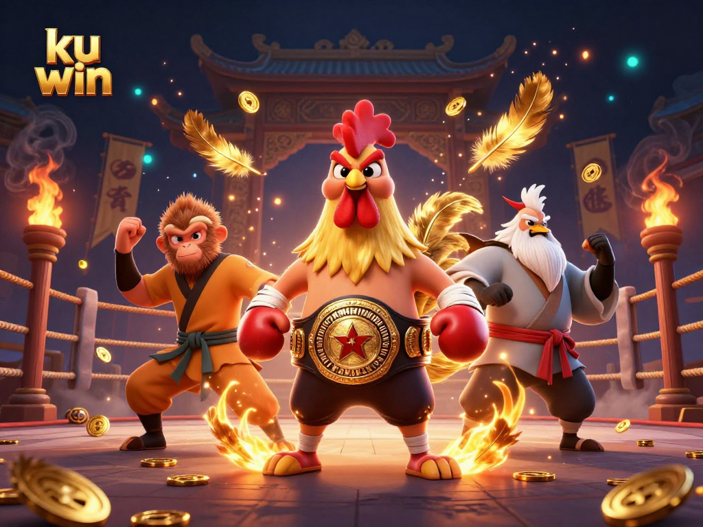 Engage in thrilling games at ku win and witness the fierce showdown with dynamic characters and golden elements.