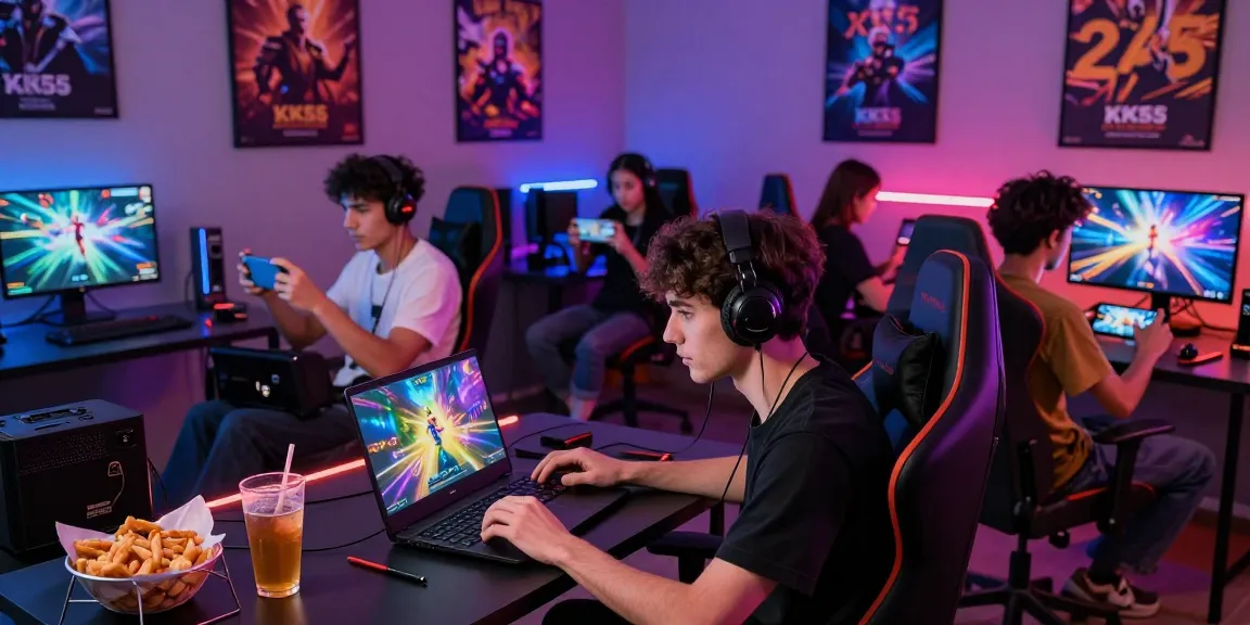 Engaged players enjoying the KK55 gaming platform with vibrant graphics and modern setup.