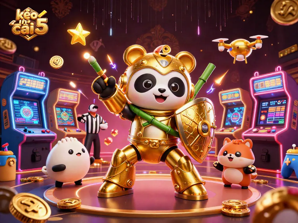 Bettors engage with kèo nhà cái 5 in a vibrant sports betting arena with animated characters.