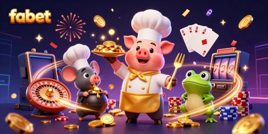 Experience fabet's vibrant gaming universe with lively characters and dazzling casino elements.