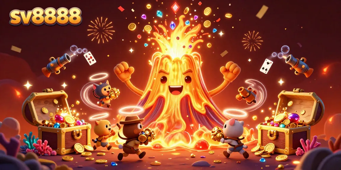 Win big at sv8888 with this vibrant 3D casino-themed illustration full of treasures.