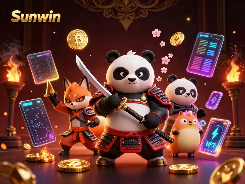 Engage with Sunwin's thrilling gaming scene featuring legendary characters and crypto elements.