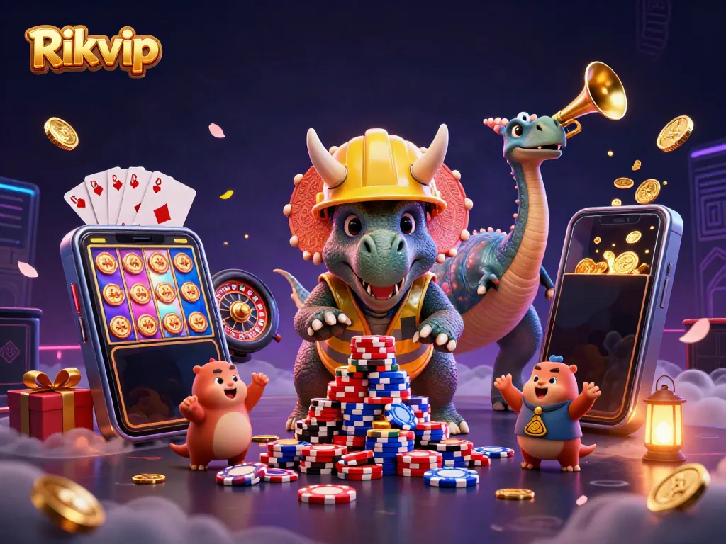 Engage in exhilarating gaming experiences at Rikvip with animated casino and gaming elements.