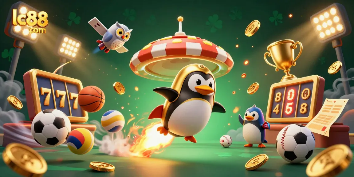 Experience the adventures of lc88 com with a cartoon penguin and casino-themed elements in an exciting universe.