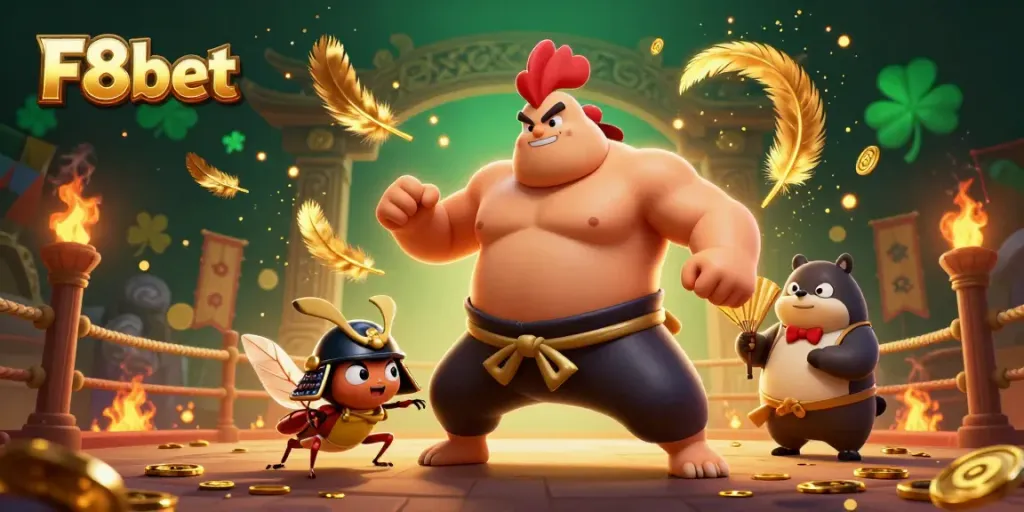 Experience thrilling gameplay with F8bet as charming characters navigate a vibrant gambling arena.