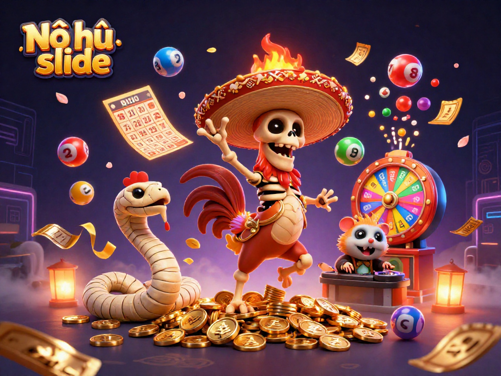Experience the thrill of Nổ hũ slide with lively characters and vibrant game elements.