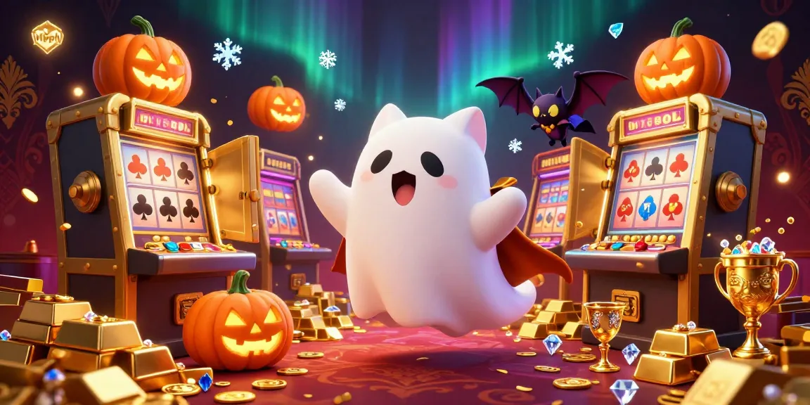 Engage in thrilling betting at vipph with a vibrant casino illustration featuring ghostly characters and treasures.