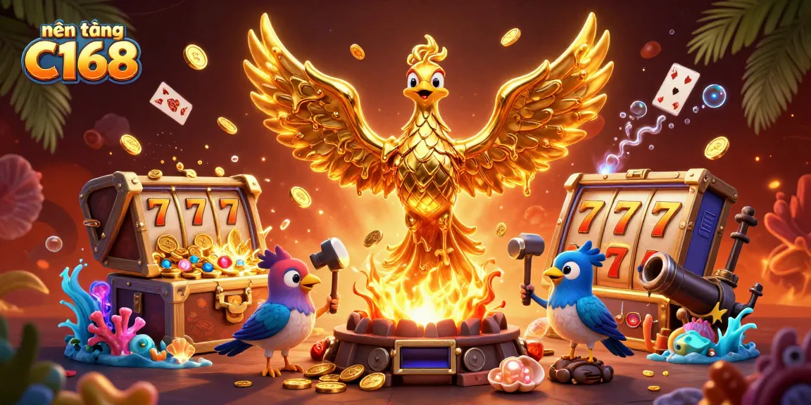 Experience thrill and excitement at nền tảng C168 with golden phoenix embodying luck and fortune.