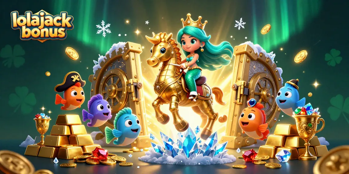 Experience the thrilling lolajack casino bonus with vibrant characters and treasures in a dynamic casino scene.