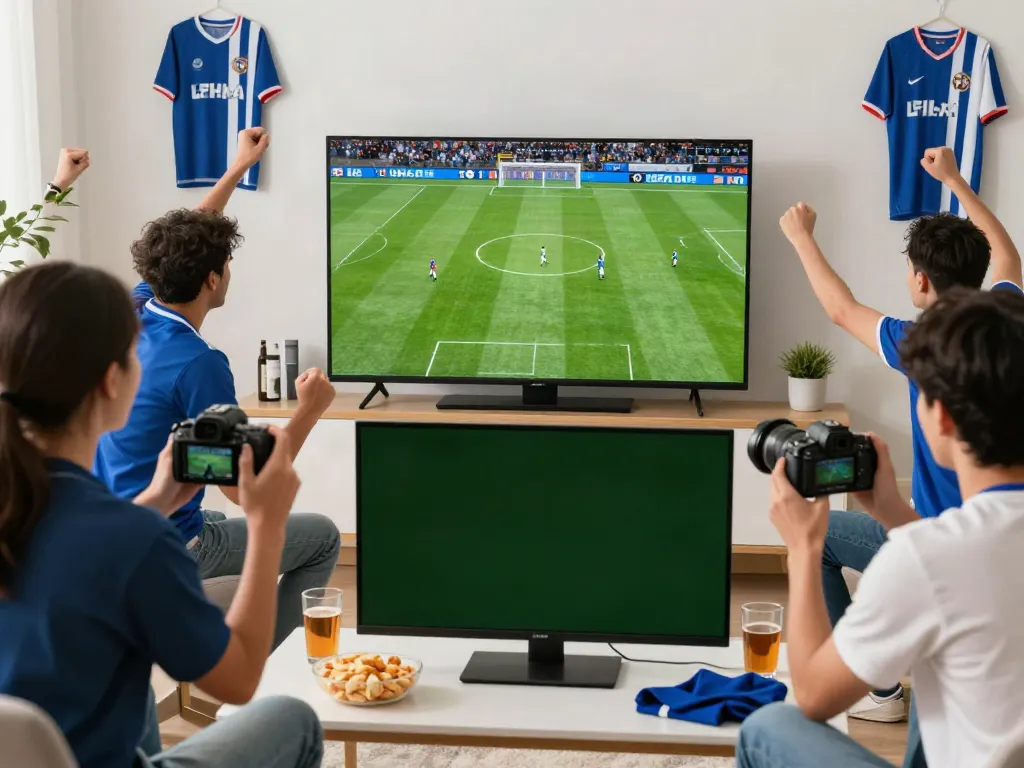 Socolive viewers enjoying a live soccer match together in a vibrant setting