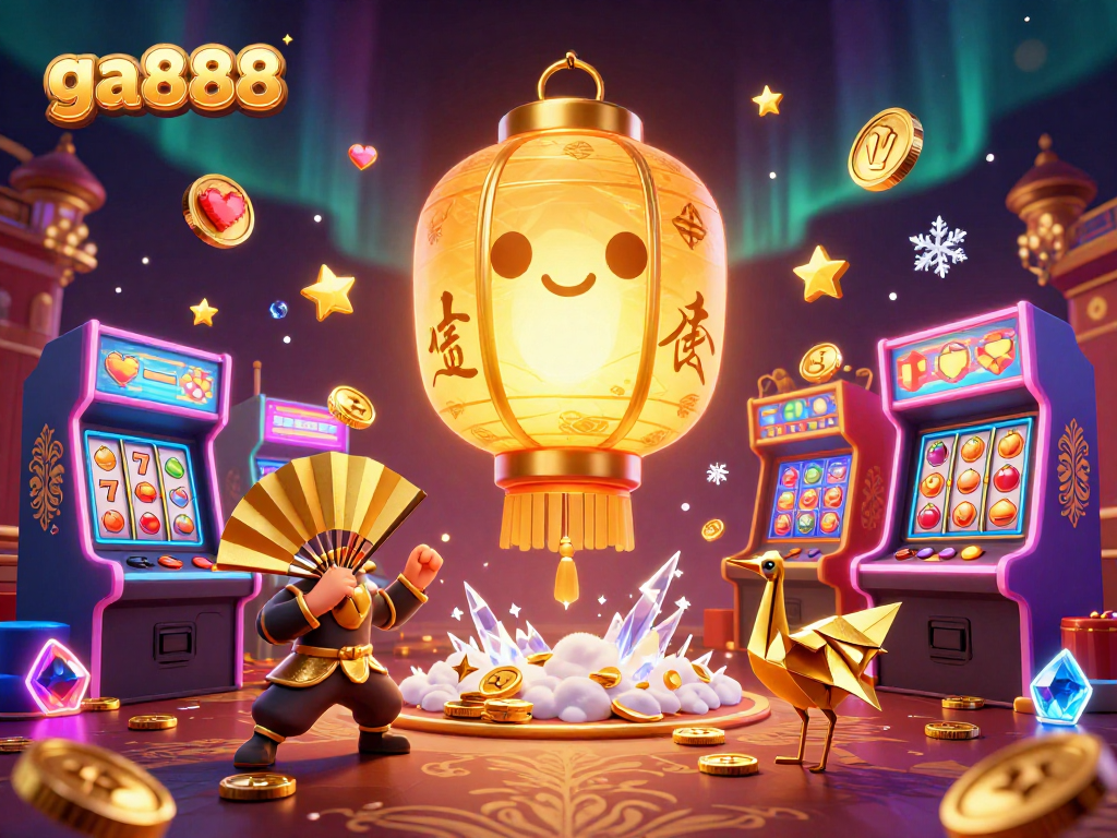 Experience the vibrant spirit of ga888 with dynamic slot elements in a colorful casino scene.