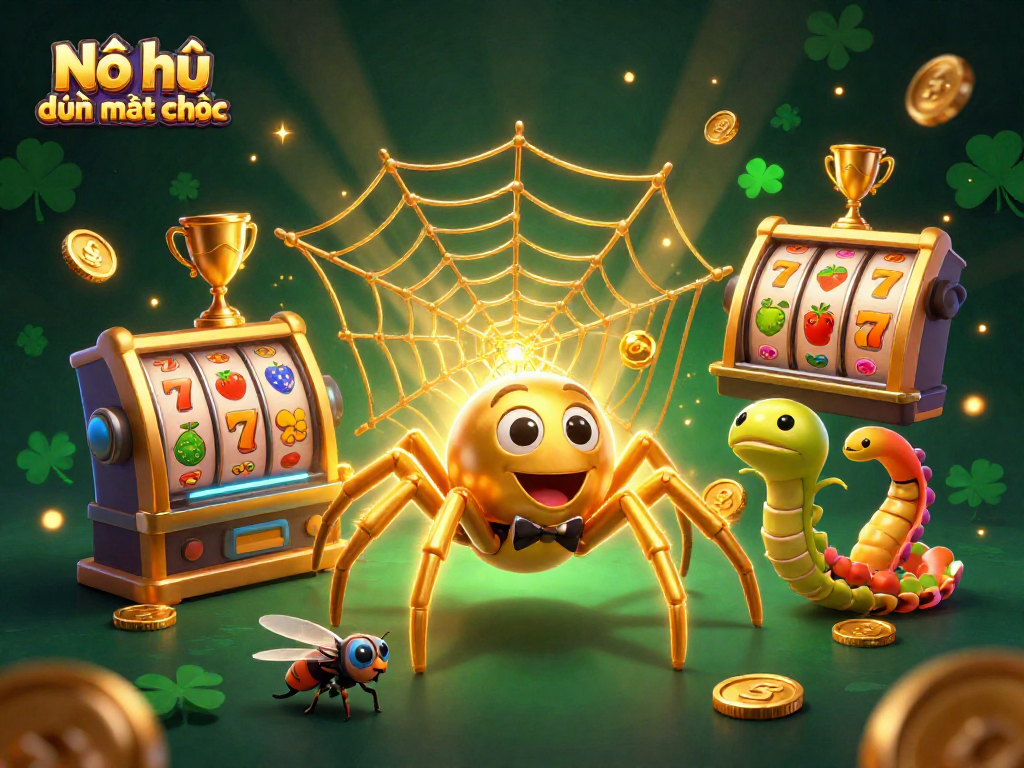 Nổ hũ đường mạt chược illustrates a golden spider and centipede in engaging casino action.
