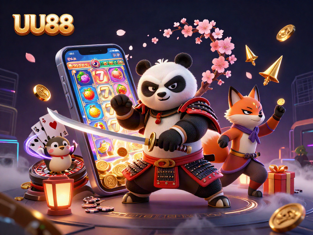 Engage with UU88's thrilling slot games featuring vibrant coins and whiskered champions.