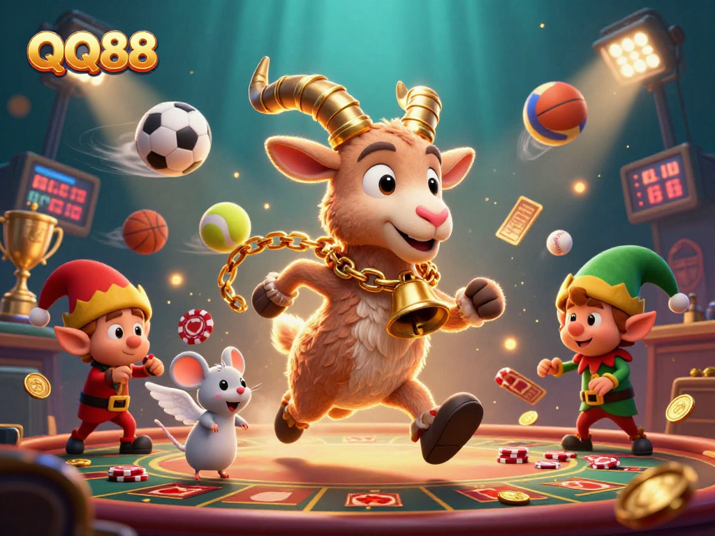 Engage with QQ88 as Krampus oversees a vibrant casino filled with festive chaos and excitement.