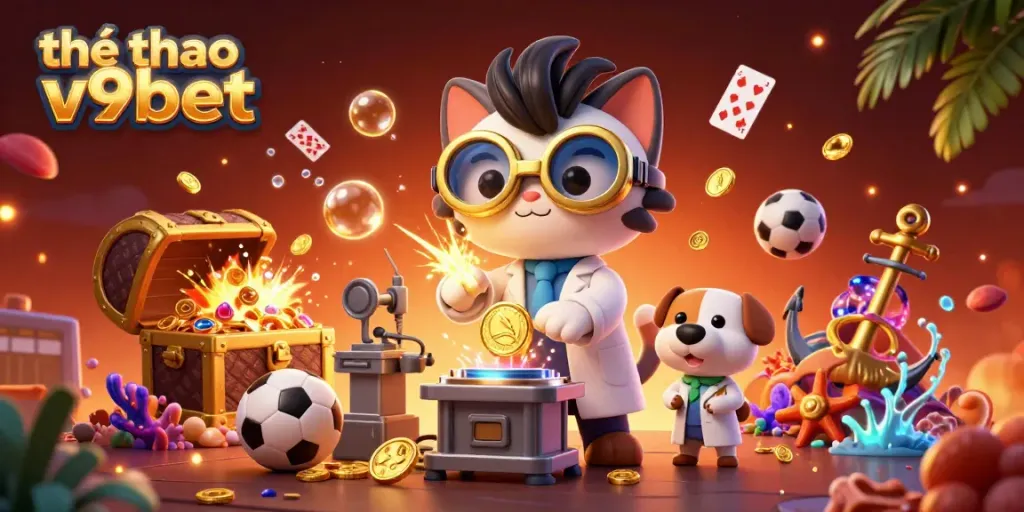 Experience the thrill of thể thao v9bet with vibrant characters and dynamic sports betting elements.