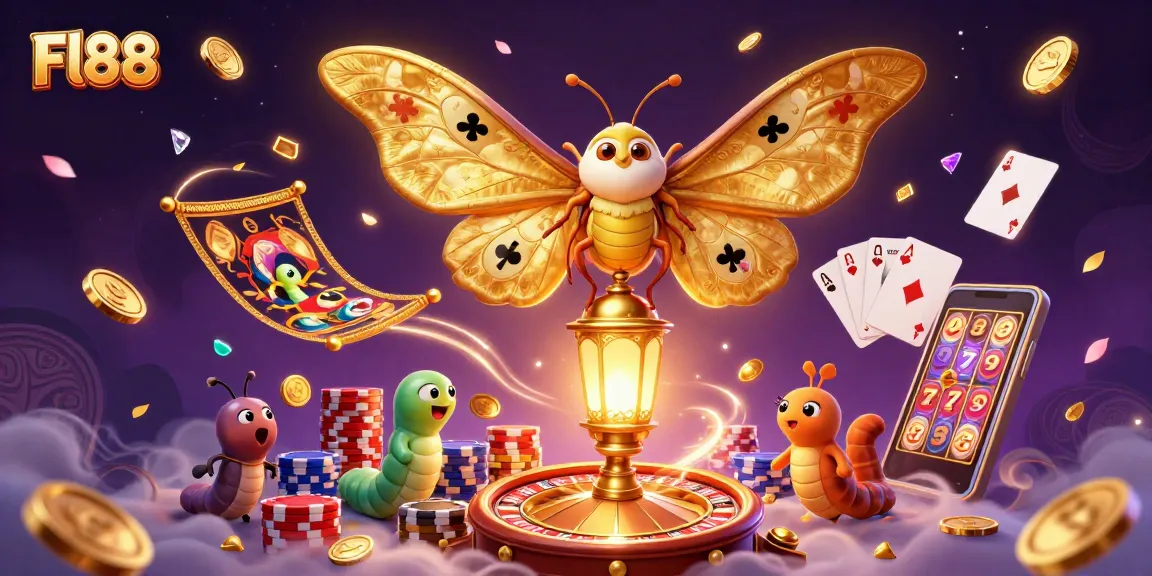 Experience thrilling gameplay at Fl88 with magnificent golden moths and exciting casino elements.