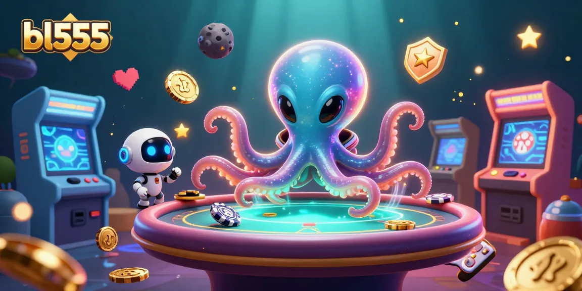 Experience thrilling poker action with bl555 in a vibrant alien casino illustration.