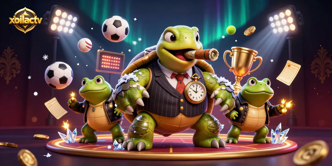 Experience thrilling sports action with xoilactv's cartoon turtle mobster and dynamic casino scene.