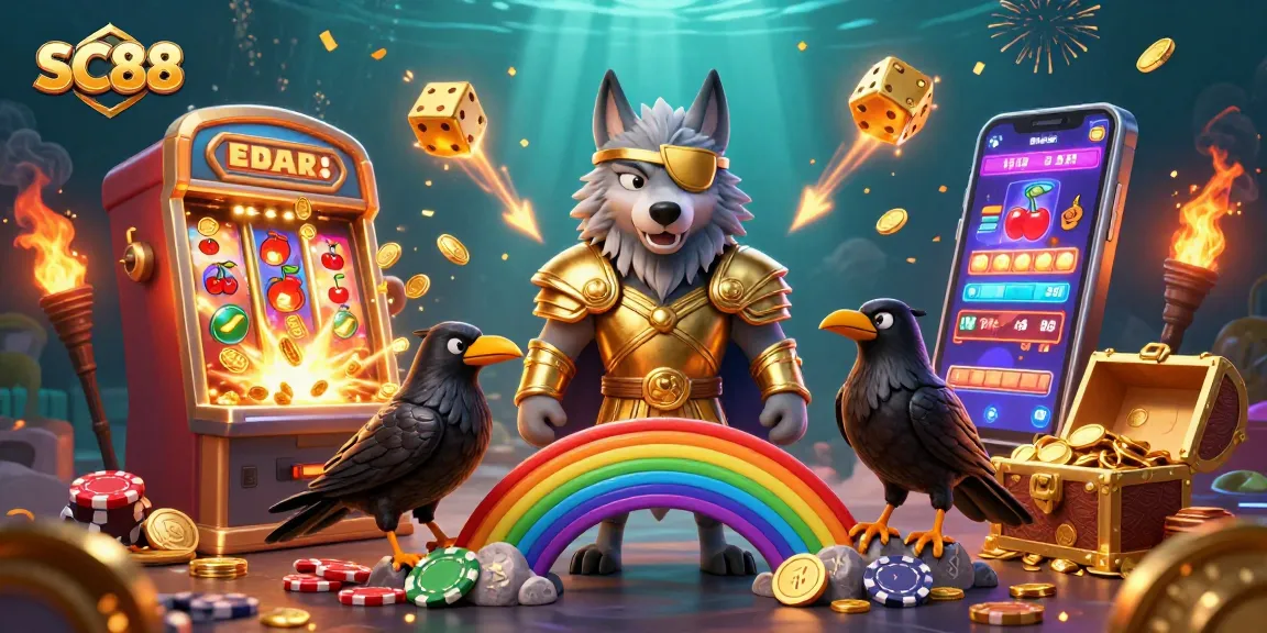 Engage with SC88's thrilling slot experience, featuring vibrant Norse-themed characters and jackpot visuals.