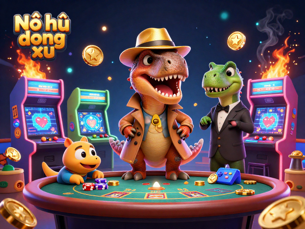 Nổ hũ tung đồng xu offers thrilling casino action with vibrant characters at a blackjack table.