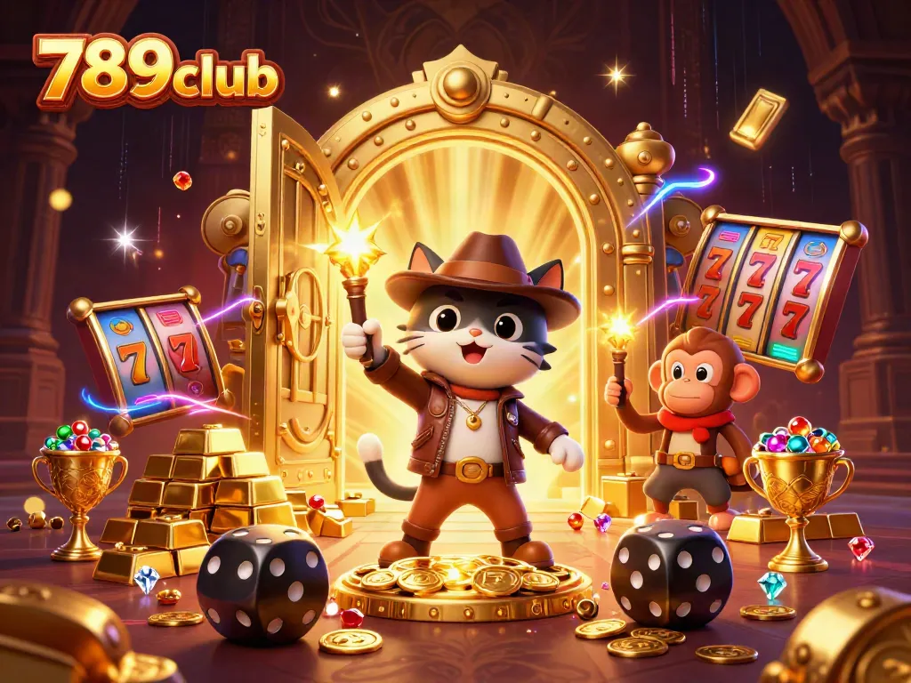 Experience thrilling gameplay at 789club with an action-packed treasure hunt illustration.