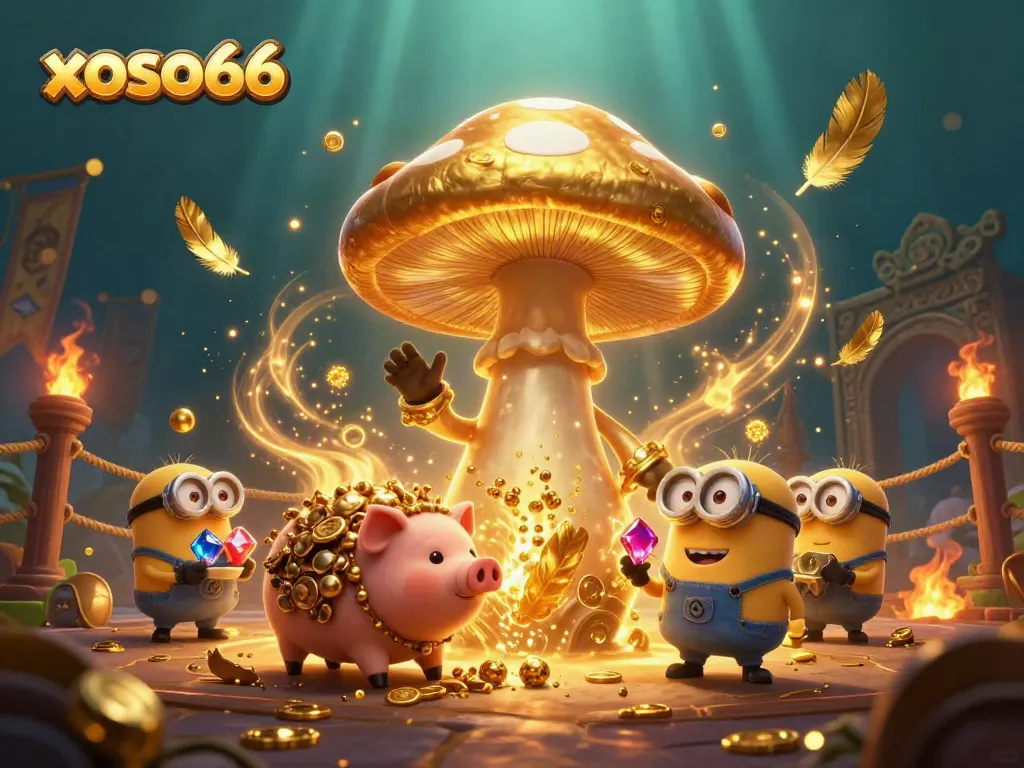 Experience the magic of xoso66 in this vibrant casino scene with gold and treasures.